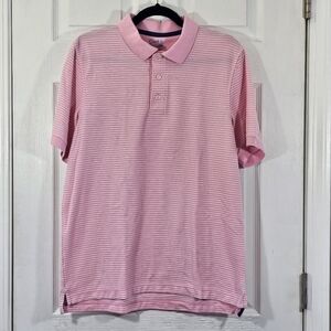 Croft & Barrow Pink And White Striped Short Sleeve Polo Size Medium